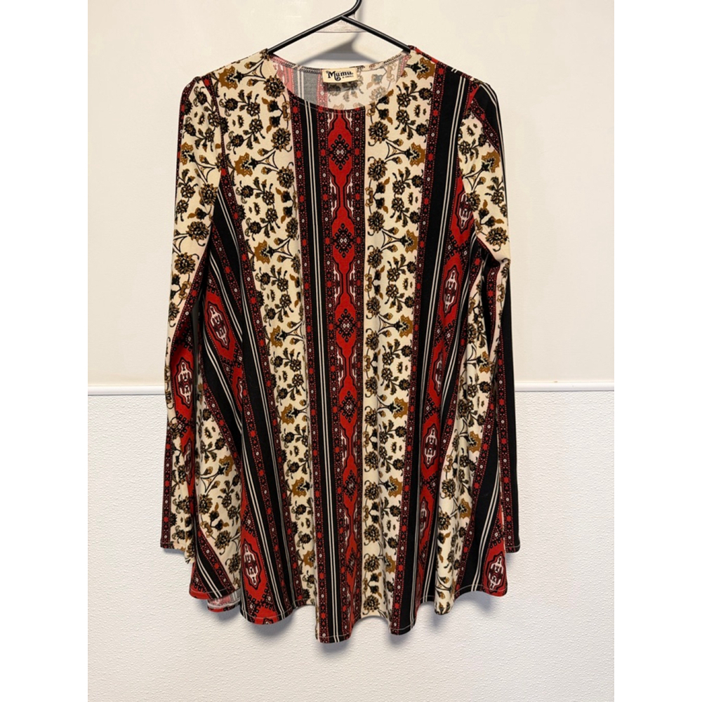 Show Me Your Mumu Mini Tunic Dress women’s XS Red Black Floral Boho Long Sleeve - Picture 7 of 16